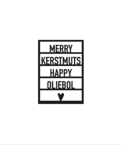 Houten element Merry kerstmuts happy oliebol decoratie