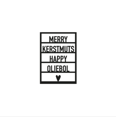 Houten element Merry kerstmuts happy oliebol decoratie